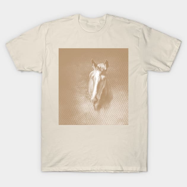 Horse emerging from the mist in iced coffee beige T-Shirt by hereswendy